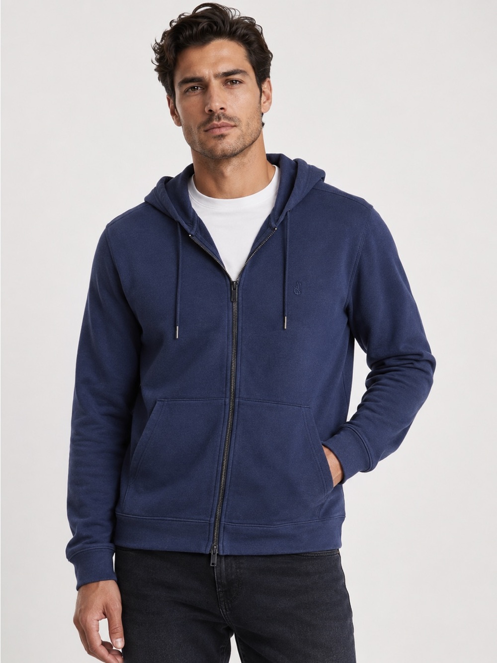 John Varvatos cotton double knit zip hoodie